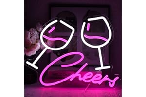 UExnkj-Y Cheers Enseigne au Néon Lettre Neon Sign Rose et Blanc LED Néons Enseigne néon Cocktails Néon Bar Sign Panneau néon USB pour Cheers Neon Bar Signs for Club Cafe Pub