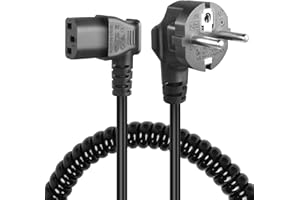 GELRHONR Kabel zasilający ECE 7/7 do C13, spiralny kabel zasilający ekranu PC, 3-pinowy kabel zasilający AC sektor spiralny kabel do PC, skanera (lewy kąt C13)
