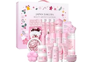 LAIKOU Calendrier de l'avent Beauté Femme, Noël 2025 Calendrier de l'Avent Beauté, 24 pièces Sakura Ensemble de Soins de la Peau, Cadeaux de Noël pour Femmes et Adolescentes