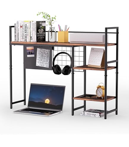 VEVOR Desktop Boekenplank, 2-laags desktop opslag organizer, 95 x 32 x 89,9 cm kantoor bureau opbergrek display plank, desktop boekenplank hok met anti-slip voetpads, voor kantoor, thuis en slaapzaal