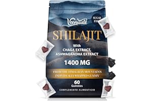 ‎VEENUULE Shilajit Gummis Hochdosiert 1400mg, 100% Reine Höchste Potenz Shilajit Original aus dem Himalaya, 20:1 Extrakt, Mit Ashwagandha & Chaga, Ayurvedische Kräuter, Praktischer als die Harz (60 Stück)