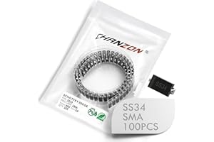 (Lot de 100 pièces) Chanzon Diodes de redressement de barrière SS34 SMD Schottky 3A 40V SMA (DO-214AC) 3 Amp 40 Volt