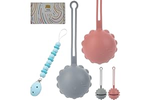 HappyDoo | 2 Portaciuccio + Catenella Portaciuccio | Pack 3 pezzi + In Confezione Regalo | Porta Ciuccio No BPA | Portaciuccio Scatola Facile da Pulire | Porta Succhietto