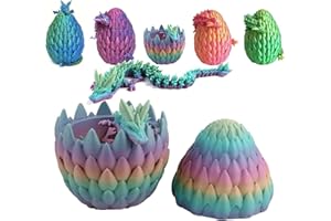 CUNSIEUN 3D Dragon Egg&12inch 3D Printed Dragon,Full Articulated Dragon Crystal Dragon with Dragon Egg, Executive Desk Toys, Home Office Decor,Adults Fidget Toys. (3D/Unicorn-Color)