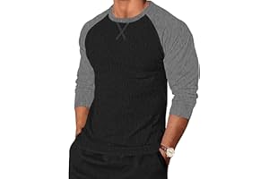 TARAINYA Langarmshirt Herren Baumwolle Rundhals Longsleeve T-Shirt Männer Patchwork mit Ausschnittnäht M-4XL