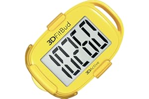 3DActive 3DFitBud Contapassi Semplice Contapassi 3D con Clip E Cordino, Tracker Di Passi Preciso, Ampio Display, Facile Da Usare per Bambini, Uomini, Donne, Adulti, Anziani - A420S - Amarillo