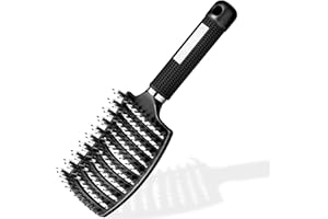 SAKKAL Haarbürste Haarstyling Bürste für Lange Feine Dicke Lockige Haare ohne Ziepen, Profi Entwirrungsbürste Griff, Wildschweinborsten detangler kinder entwirrburste damen herren entwirren