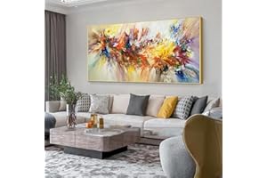 XIANGPEIFBH Grande Peinture Abstraite Art Coloré Bloom Fleur Affiche Toile Peinture Pour Salon Mur Art Photo Décor À La Maison 60x120cm(24''x47'') Cadre Noir