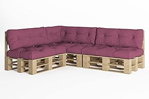 ‎CHILLY PILLEY chilly pilley Palettenauflage Schaumflocken palettenkissen Palettenpolster Palettenmöbel Palettensofa Rückenlehne Sitzkissen Seitenkissen Set (7er Set Violett)