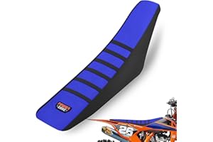 MCHMFG Universal Ribbed Dirt Bike Seat Cover - Gripper Soft Seat Cover for Most Dirt Pit Bike Motorcycle Black-Blue