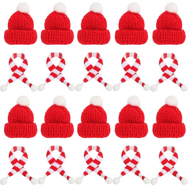 Umorismo Set 24 Mini Cappelli E Sciarpe Natalizi - Decorazioni Per Tavolo, Bottiglie E Posate Per Natale