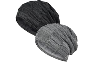 EINSKEY Czapka zimowa dla mężczyzn i kobiet, gruba czapka typu slouch beanie z polaru, na rower, jazdę na nartach, snowboardzie, wędrówki, wypadanie włosów, czarny i jasnoszary (podszewka polarowa),