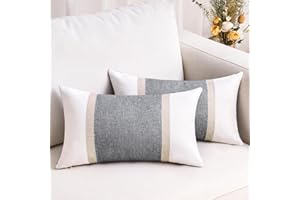 DECORMOMMT Funda Cojines 30x50 cm Fundas Cojines Algodón y Lino Gris Claro Funda de Almohada Empalme de Rayas Funda Cojin Sofa Decoración Moderna para Sofá Silla Cama Sala de Estar Dormitorio 2 Piezas
