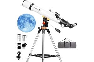 HETEKAN Télescope Astronomique pour Adultes Débutants, Ouverture 70mm (28x-210x), Télescope Réfracteur Professionnel pour Enfants, avec Adaptateur Téléphonique, pour l'observation Planétaire et Lunaire