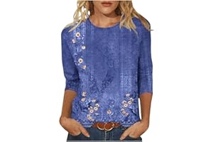 FunAloe Women Tops and Blouse Summer 3/4 Sleeve Tops Plus Size Tops Floral T Shirt Spring Clothes Elegant Women Casual Short Sleeve Womens Party Tops Ladies Tops V Neck T Shirts Business Office