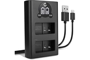 ‎CELLONIC CELLONIC® Inteligentna i szybka DMW-BLC12 podwójna ładowarka kompatybilna z Panasonic Lumix DMC-FZ1000 FZ200 FZ200 FZ300 DMC-G7 G5 G6 G70 G80 G81 DMC-GX8 GH2 DE-A80 DE-A80A kabel ładowania USB zasilacz