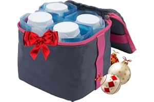 Sac Isotherme Lait Maternel KITETT FISIOFRESH - 4 Packs de refroidissement - Facile à Nettoyer & Transporter - Conservation Lait Maternel - Sac Isotherme Bebe Léger - 4 Récipients de collecte x 100 ml