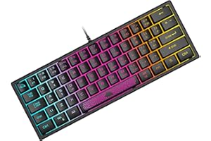ZIYOU LANG Przenośna Klawiatura do Gier 60% RGB Chroma Podświetlany USB Przewodowy Membranowa Klawiatura Gamingowa Mechaniczne Uczucie Mini Compact 62 Klawisze UK Layout for PC Laptop Mac Office i Gry-Czarna