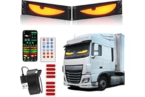 ZILCHX 2er Led Augen für Lkw Auto(10*50cm), Devil Eyes Light for Cars, Teufelaugen Licht Dynamische Programmierbarer Personalisiert Augen Lichtschilder, mit APP-Steuerung und Fernbedienung Bluetooth USB 5V