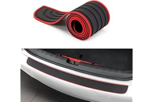 PERSENTU Car Rear Bumper Protector,Bumper Protector Strip,Universal Flexible Rear Bumpers Guard Protectors for Car,Anti-scratch Cover for Pickup Truck SUV (Black with Red Edge 35.4" X3")