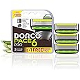 Dorco Pace 6 Pro Cartridge, Pack of 3 | 6 Ultra-Thin Micro Span Blades | Razor Blades for Men | Thin Blades with Lubricating Aloe Strip | Smooth Shaving