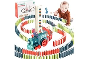 Tain Train Électrique Domino, 157 Pièces Train Enfant Electrique Domino Express Automatique Train avec Lumières et Musique, Jeux Educatif Enfant 2 Ans, pour Filles et Garçons 3 Ans et Plus