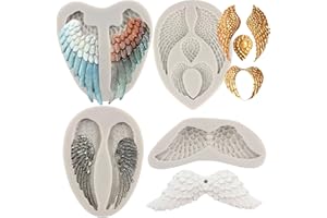 MYPRACS Molde de silicona para fondant con alas de ángel para decoración de pasteles, pasta de goma, decoración de cupcakes, caramelo, chocolate, arcilla polimérica, juego de 4, MY095CK