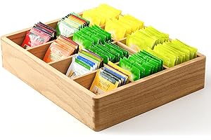 KIRIGEN Wood Tea Bag, Coffee Bag Storage Box, 12 Compartments, Rectangular, 34.4 x 28 x 7 cm, Natural(CYH12G-NA)
