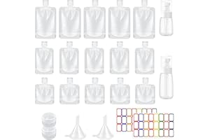 Homgaty 23 contenitori da viaggio per articoli, 15 sacchetti portatili da viaggio ricaricabili vuoti(30/50/100ml) sacchetti da viaggio per erogare liquidi con barattoli cosmetici e bottiglie dispenser