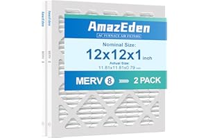 AmazEden 12x12x1 AC Furnace Air Filter MERV 8 (2-Pack) MPR 600 FPR 5 HVAC Furnace Pleated Filters Home Dust Defense Replacement Filters (Actual Size: 11.81"x11.81"x 0.79")