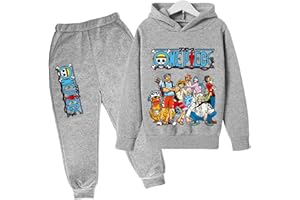 CHAORWE 2022 Anime One Piece Enfants Survêtements Ensemble Luffy Sweat À Capuche Top Casual Pull À Capuche et Joggers Pantalons pour Garçons Filles