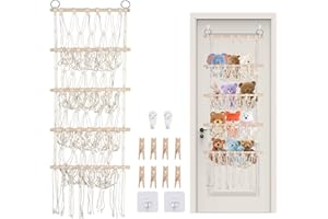 Mumisuto Przechowywanie przytulanek, 80x30 cm, 4 warstwy, miękka zabawka do przechowywania, z kieszenią z siatki, do zawieszenia, przytulanki z klipsem i haczykiem, dekoracja dla pokoju dziecięcego