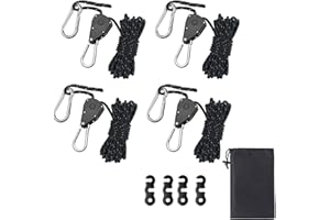 LYKTRIX Funi di tensionamento con tenditore, 4 m, corde di tensione per esterni, 4 mm, con regolatore di tensione in alluminio a forma di S e custodia, adatte per tende, campeggio, backpacking (nero)