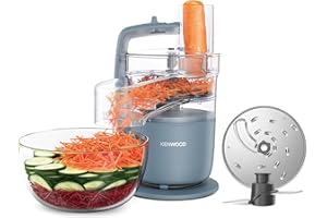 Kenwood, MultiPro Go FDP22.130GY, Procesador de Alimentos, para Picar, Cortar en Rodajas, Rallar, Hacer Puré y Amasar la Masa, con Servicio Exprés, Recipiente, Cuchilla y Disco de 4 mm, 650 W