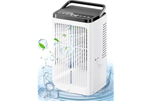 GUONG Aire acondicionado portátil, ventilador de 1.5L, 4 velocidades, iluminación LED de 7 colores, 2 funciones de pulverización y temporizador de 1 a 8 horas, perfecto para dormitorio, oficina