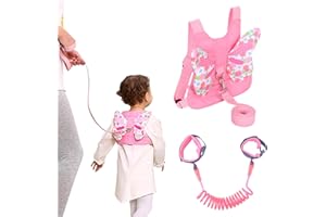 DKDDSSS Kinder Sicherheitsleine, Kinder Leine, Kinder Leine Handgelenk, Anti-verloren Kinderleine Handgelenk, Sicherheitsgeschirr für Babys und Kleinkinder mit Schmetterlingsflügeln (Rosa)