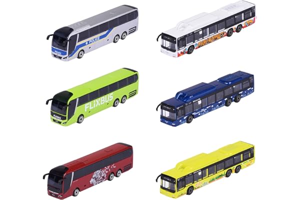 Majorette 212053159 City Bus, jouet, à roue libre et suspension, carrosserie en méta, 13 cm, pour enfants à partir de 3 ans, fourni en 1 pièce, multicolore