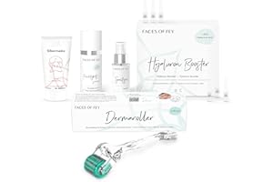 ‎FACES OF FEY Microneedling Set gegen Narben, Dehnungsstreifen & Cellulite am Körper - FACES OF FEY Dermaroller 0,75 mm echte Nadeln, Hyaluron Serum & Sanitizer, Feuchtigkeitsserum und Silbermaske nach dem Needling