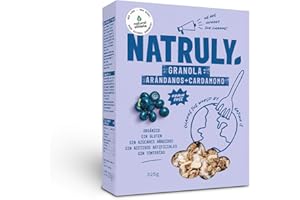 NATURAL ATHLETE Granola BIO NATRULY, Frutos Secos y Semillas Sin Cereales, Sin Gluten y Sin Azúcar Refinado, Vegana, Sabor Arándanos - Pack 325g