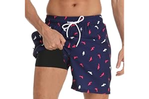 OUTFIT SPRING Shorts de Bain Homme Maillot de Bain Séchage Rapide, Doublure en Maille Élastique avec Poches Loisir Pantalon Court de Plage, Cordon de Serrage Réglable Boxer Été Surf Sport Piscine Natation