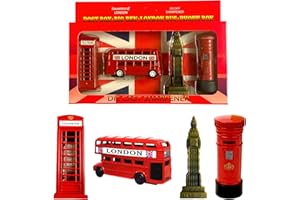 A1 Gifts London Souvenir Sharpener set, Pencil Sharpeners set of 4 pieces, British Collectable Die Cast London Famous Icons Sharpeners Set
