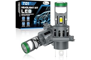 KaiDengZhe H4 LED Ampoules de Phares avec Mini Lentille de Projecteur, 12V 80W 21 000 LM 800% plus lumineuse Ampoule LED H4, 6500K Taille 1:1 H4 9003 HB2 Ampoules de Phares avec Ventilateur-2 PCS