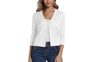 EXCHIC Donna Elegante 3/4 Maniche Bolero Cardigan Corto Open Front Maglioni Coprispalle