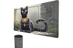 SMATCAMP Play Mat for MTG, 24 x 14 Inch TCG Play Mats, Stitched Edges, Smooth Rubber Surface, Fighting Board Game, MTG Play Mat with Zones (Black Cat)