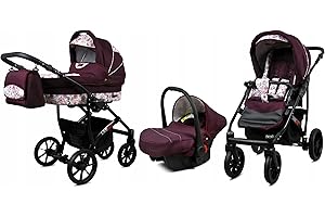 BabyLux® Enfant Poussette Combinée Set 3 en 1 - Largo - incl. Nacelle, Canne, Siège de voiture - Siège Auto - Landau Bébé - avec Sac à langer, Habillage pluie, Moustiquaire etc.