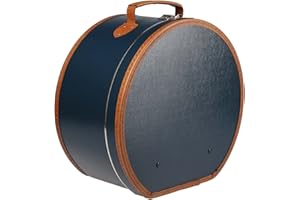 LIERYS Okrągła walizka na kapelusze niebieska - wymiary: 40 cm x 21 cm - duże pudełko na kapelusze ze sztucznej skóry - pudełko na kapelusze do przechowywania z uchwytem do noszenia i składanym