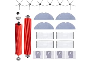 ALLOYTOOL Zestaw 20 akcesoriów do odkurzacza Roborock S7 MaxV Ultra S7 Pro Ultra, części zamienne, zawiera 2 główne szczotki, 4 ściereczki do wycierania, 4 filtry HEPA, 4 worki na kurz, 6 szczotek bocznych