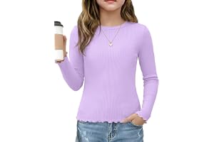 Demegimi Flickor T-shirts ribbad långärmad topp rund hals stretch t-shirt med sallad trim smal passform vardaglig bas topp fö