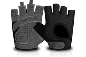 WFX Weight Lifting Gym Gloves Fitness Workout Breathable Ladies Gloves Non-Slip Silicone Padded Palm Protection Elasticated Strength Training Equipment Half Finger Exercise