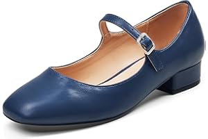 GENSHUO Mary Jane Women's Shoes, Flat Pumps with Square Toe, Comfortable and Simple, with Cushioned Insole
